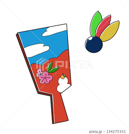 お正月の羽根つきのイラスト お正月の羽根つきのイラスト 134275331