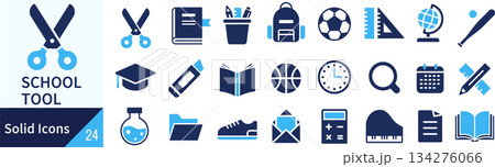 ベクターの学用品に関するシルエットアイコンセット 134276066
