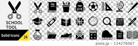 ベクターの学用品に関するシルエットアイコンセット 134276067