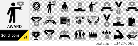 向量獎項輪廓圖示集 134276069