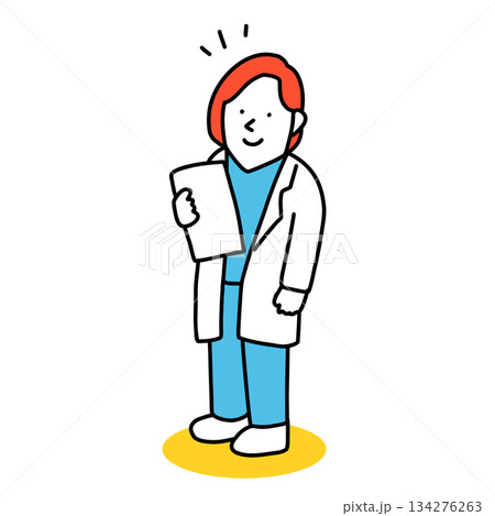 カルテを持って立っているドクター　女性医師のイラスト 134276263