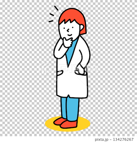 一位正在思考的女醫生的插圖 134276267