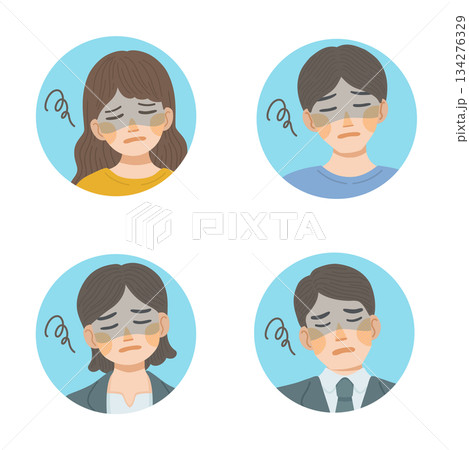 落ち込む男性と女性の表情アイコンセット 134276329