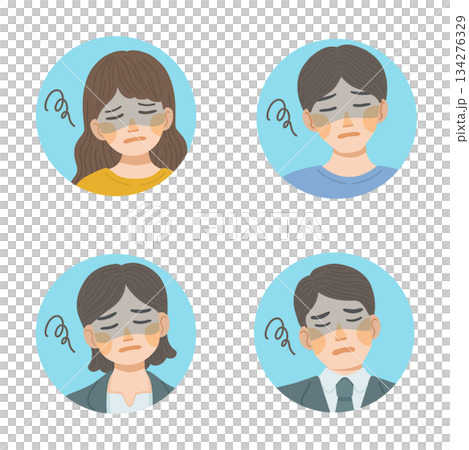 落ち込む男性と女性の表情アイコンセット 134276329