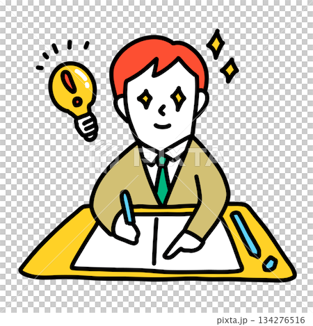 學生們正在考試——插圖展示了一位努力學習並輕鬆通過考試的學生。 134276516