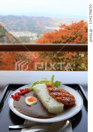 紅葉を眺めながら食べるダムカレー　浦山ダムのダムカレー 134276650