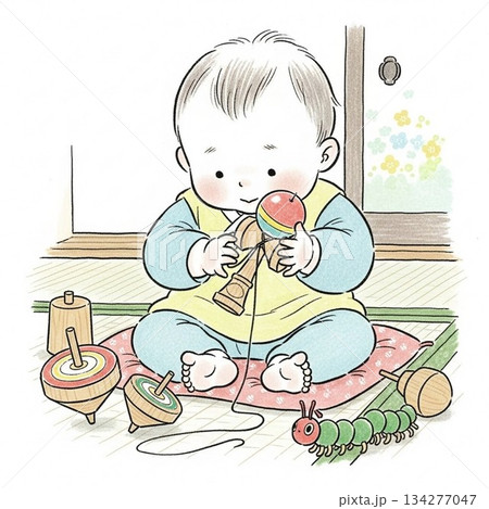 おもちゃで遊ぶ赤ちゃん 134277047