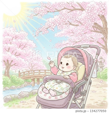 日光浴する赤ちゃん 日光浴する赤ちゃん 134277050