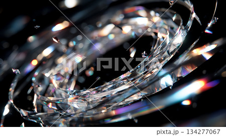 乱反射してきらめく鏡の破片の渦 134277067