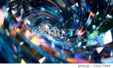 乱反射してきらめく鏡の破片の渦 134277069