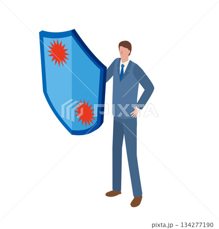 盾で身を守るビジネスマン 134277190