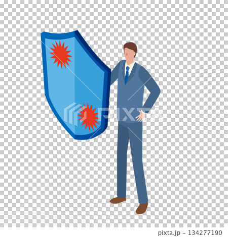 盾で身を守るビジネスマン 134277190