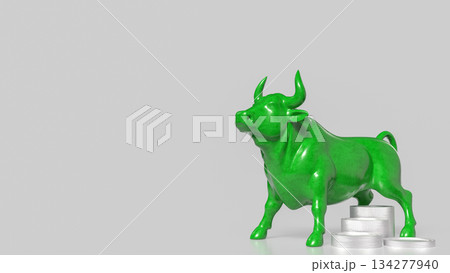 Green Bull Market Growth Symbol 3d render. 134277940
