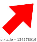 右斜め上向きのシンプルな赤い矢印 134278016