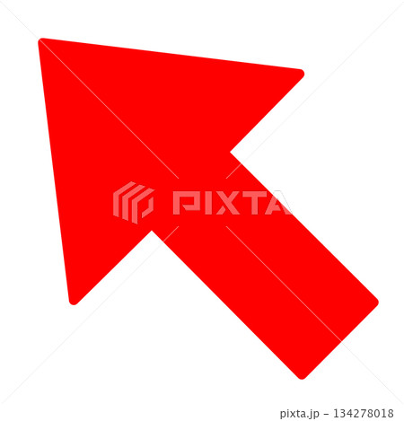 左斜め上向きのシンプルな赤い矢印 左斜め上向きのシンプルな赤い矢印 134278018
