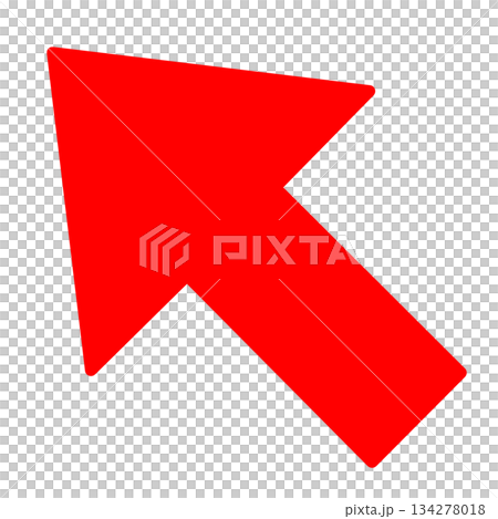 左斜め上向きのシンプルな赤い矢印 左斜め上向きのシンプルな赤い矢印 134278018