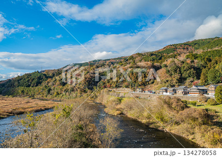 初冬の木津川風景　京都府笠置町 134278058