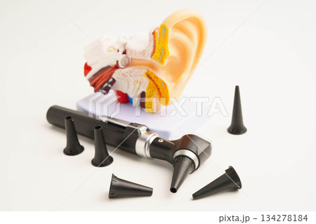 Otoscope for audiologist or ENT doctor use otoscope checking ear and treate hearing loss problem. Otoscope for audiologist or ENT doctor use otoscope checking ear and treate hearing loss problem. 134278184