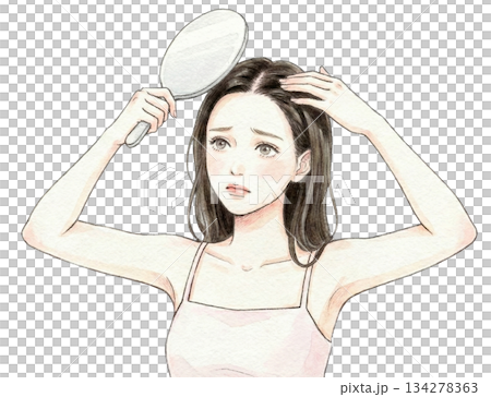 Scalp, thinning hair, parting, women, concerns 134278363