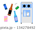 空き缶と空き瓶とゴミ箱 134278492