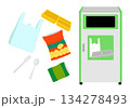 プラスチックごみとゴミ箱 134278493