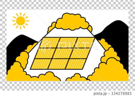 山林に建設されたメガソーラー（大規模太陽光発電所） 134278985