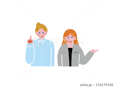 白人の男女のイラスト 白人の男女のイラスト 134279198