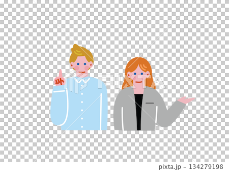 白人の男女のイラスト 白人の男女のイラスト 134279198