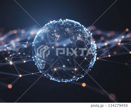 データと接続性を表現したテクノロジー抽象背景 134279450