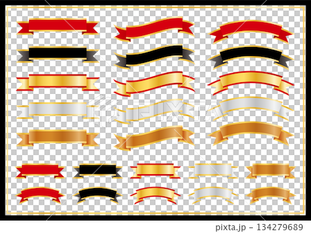 一組5條不同形狀的奢華絲帶 134279689