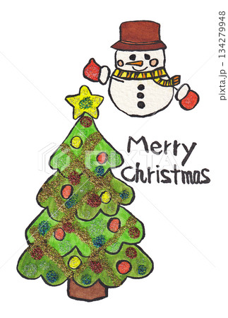 手描きの水彩画(絵手紙)「クリスマスカード」 手描きの水彩画(絵手紙)「クリスマスカード」 134279948