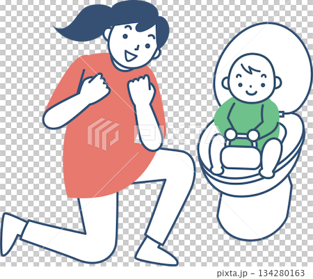 Toilet training child and mother 134280163