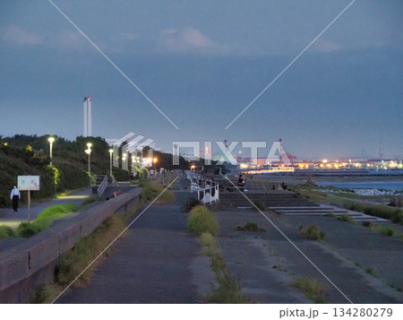 夕暮れの海岸 134280279