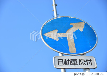 道路標識 指定方向外進行禁止 道路標識 指定方向外進行禁止 134280385