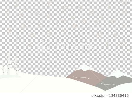 Snowflakes and birch trees dancing in the winter sky. Winter landscape background transparent material. Snowflakes and birch trees dancing in the winter sky. Winter landscape background transparent material. 134280416
