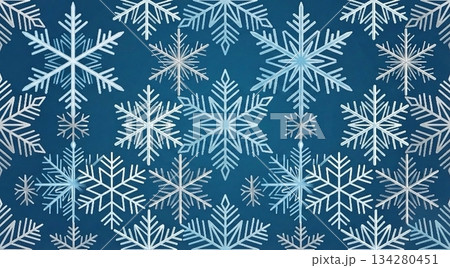 可愛い雪の結晶のシームレスパターン 134280451