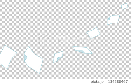 めくれるように横に流れ舞う複数のシンプルな紙イラスト（背景透過） 134280467