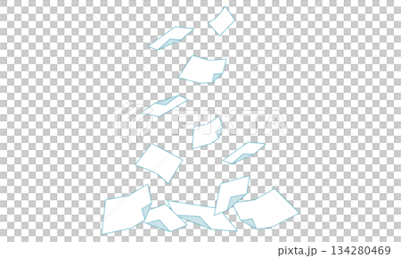 A simple illustration of lots of white paper fluttering down from top to bottom (transparent background) A simple illustration of lots of white paper fluttering down from top to bottom (transparent background) 134280469