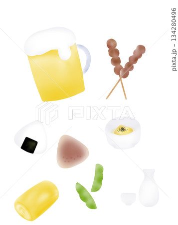 ビールやおつまみなどの居酒屋メニュー 134280496