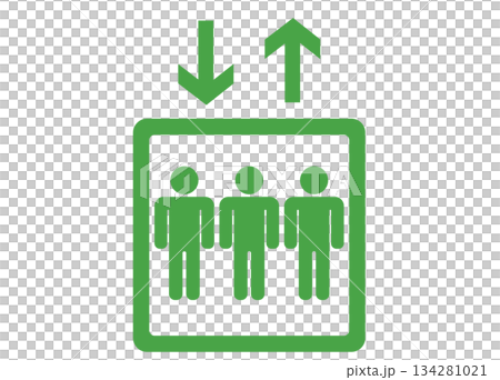 簡易電梯圖示：3人，綠色 134281021