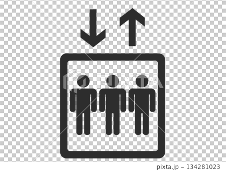 簡單的電梯圖標，3 人，黑色 134281023
