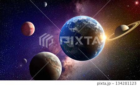 宇宙　惑星　生成AI　背景　 134281123
