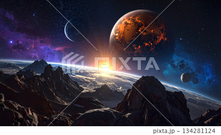 宇宙　惑星　生成AI　背景　 134281124