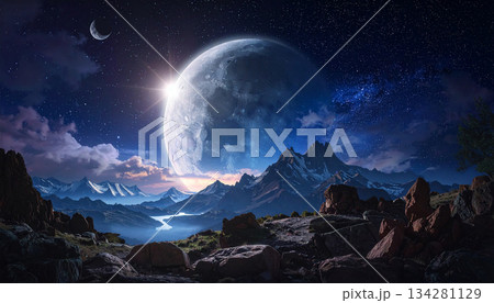 宇宙　惑星　生成AI　背景　 134281129