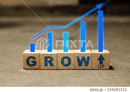 Concept of Business Growth and Development with Upward Trend. Business and Finance concept. economy investment background. High quality photo 134281312