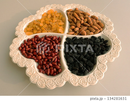 mix of different colors nuts 134281631