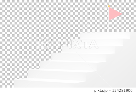 3D material_Simple stairs and flag_Pink 134281906