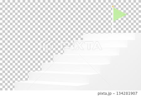 3D material_Simple stairs and flag_Yellow-green 134281907