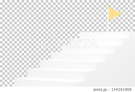 3D material _ simple stairs and flag _ yellow 134281908