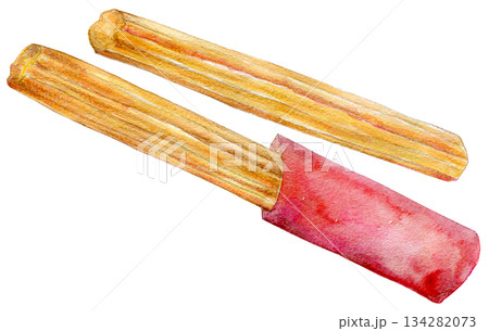 水彩イラスト　手描きイラスト　チュロス 134282073